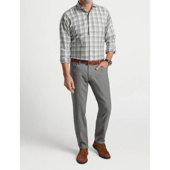 NEW PETER MILLAR calcolo italian flannel sport shirt in gale grey - Picture 1 of 2